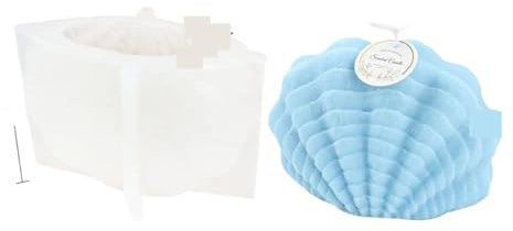 EXKURPOO Moule à Bougie en Silicone Moule à Bougie en Silicone for la Fabrication de Bougies, Grand Moule à Savon en Forme de Coquille Saint-Jacques, Moule à gâteau au Chocolat et Fondant