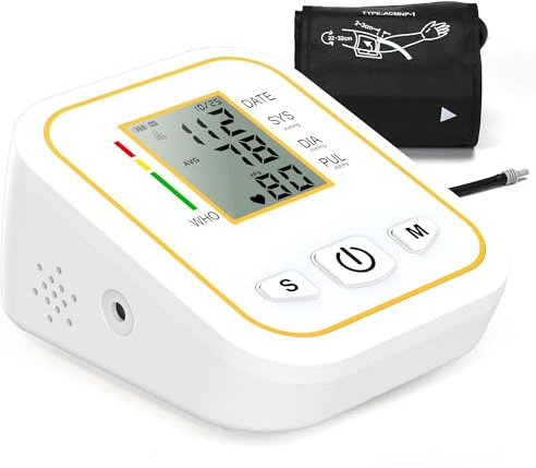 Rewing Blood Pressure Monitor CE Approved UK, Rechargeable Upper Arm Blood Pressure Machines for Home Use wiht Voice Broadcasting Accurate LED Display Heart Rate Detection 2x100 Records, Cuff 22-48cm