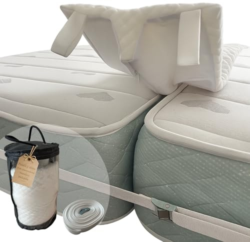 suren® Cuña Unir Colchones 200x25cm | Perfil T para Unir Dos Colchones | Funda Lavable en Máquina | Incluye Correa 10m Sujeta Colchones y Bolsa para Guardar