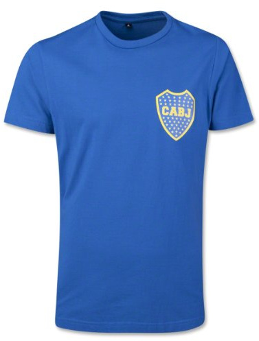Boca Juniors Herren Fußballtrikot Boca Logo, Halbarm, Rundhals-Ausschnitt, 100% Baumwolle, Blau, Medium (EU)