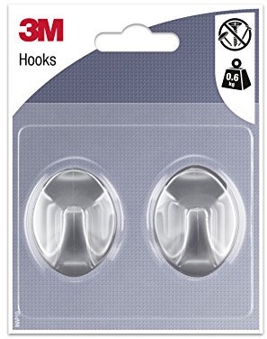 3M 95145 Gancio Adesivo Forma Ovale, Grigio Metallizzato, M, Set di 10 Pezzi