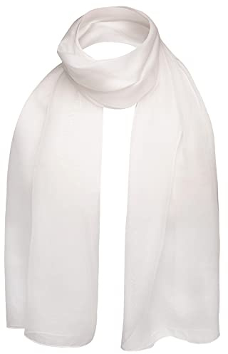 Basic Sense Plain Chiffon Soft Sheer Scarf, Off-White