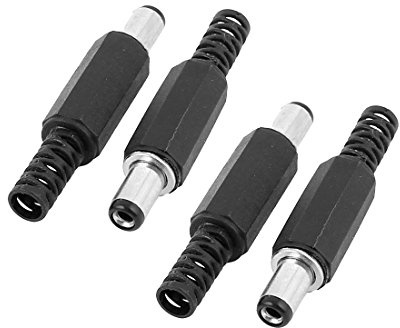 sourcing map 5.5x2.1mm DC Male Connector Jack Solder Adapter DIY DC Barrel Connectors Replacement 4pcs