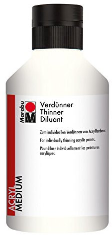 Marabu 12290013859 - Verdünner, dünnflüssiges Acryl - Malmittel auf Wasserbasis, zum individuellen Verdünnen von Acrylfarben, 250 ml, transparent