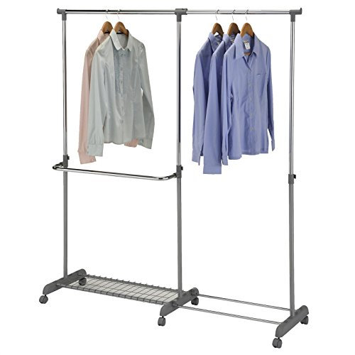 IDIMEX Garderobenwagen Kleiderständer Rollgarderobe Garderobe Meran höhenverstellbar grau/Silber