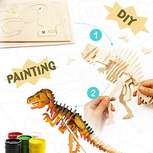 La Vida en LED DIY Dinosaurier T-Rex 3D-Puzzle aus Holz