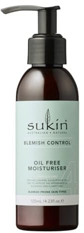 Sukin Blemish Control ölfreie Feuchtigkeitscreme, 125ml, spendet Feuchtigkeit und mattiert den Teint, mit Weidenröschen, Moringa, und Quitte, für Gesicht, Hals und Dekolleté, vegan
