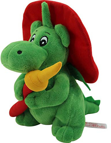 Sweety Toys 11025 Drache XL GRISU 20 cm mit Feuerwehrschlauch Feuerwehr Maskottchen Plüsch ca. 20 cm, grün