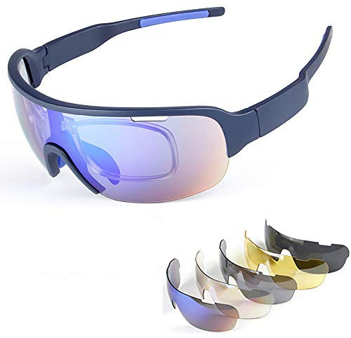 YUEFF Sport Sonnenbrille Fahrradbrille Sportbrille Mit UV400 5 Wechselgläser Inkl Schwarze Polarisierte Linse Wie Radfahren Laufen Klettern Autofahren Laufen Angeln Golf Unisex,Whitered