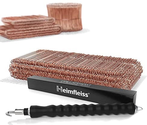 Heimfleiss® Drillapparat Driller + verkupfertem Rödeldraht 1,0 x 100-160 mm (500 Stk.) - hochwertiges Set aus Drahtbinder Rödelzange & Bindedraht Sackverschluss - Drahtverschluss Ösendraht Drill Draht