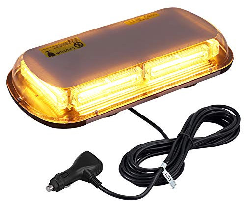 AUTOUTLET Feux d'Avertissement Voiture Emergenecy 12 / 24V 144 LED, 144W, 4 Base Magnétique Forte, Lampe d'Avertissement Stroboscopique, 3Couleurs Ambre + Blanc, 7 Modes, 5m Câble, E-mark, Étanche