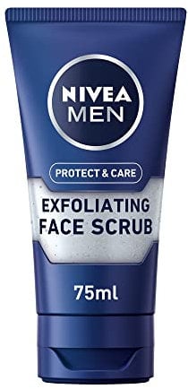 NIVEA MEN Protect & Care Exfoliating Face Scrub (75ml), Invigorating Men's Face Scrub and Cleanser with Aloe Vera, Exfoliating and Refreshing