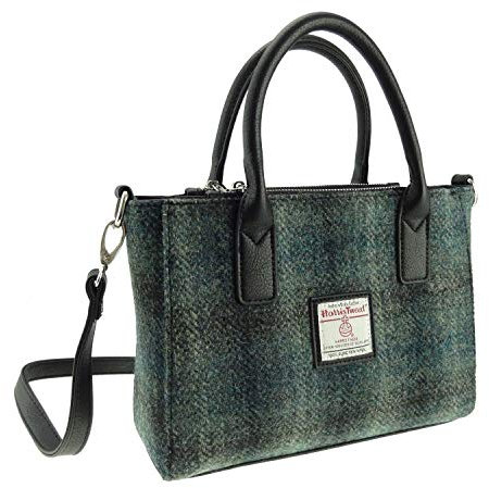 TARTAN TWEEDS Kleine Damen Tragetasche aus Harris Tweed Brora, Moosgrün