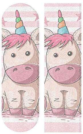 BEUSS Rosa Milchkuh Regenbogen Einhorn Muster Skateboard Griptape rutschfest Selbstklebend Longboard Griptapes Aufkleber Griffband(84 * 23cm 1pcs)