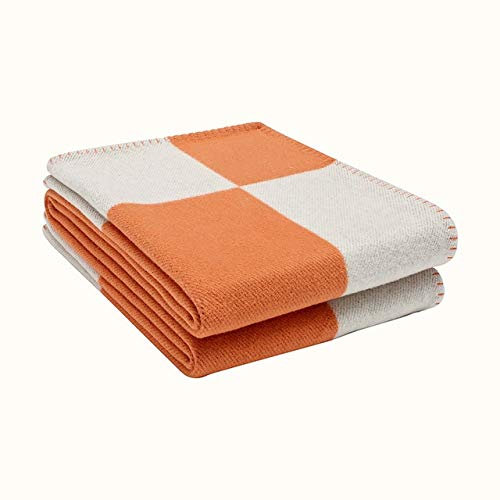 UKKD Decke Braun-Graue Wolldecke Gestrickte Weiches Schlafsofa Erwachsener Decke Wolle Gefärbte Plaiddecke