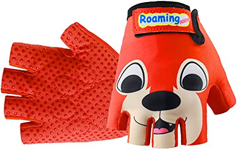 Kinder-Fahrradhandschuhe, gepolsterte Handfläche, fingerlose Handschuhe für 2–10 Jahre, Jungen und Mädchen, Radfahren, Balance- und Pedalfahrräder, Roller, Skateboard, Outdoor-Freizeit (Orange, Größe