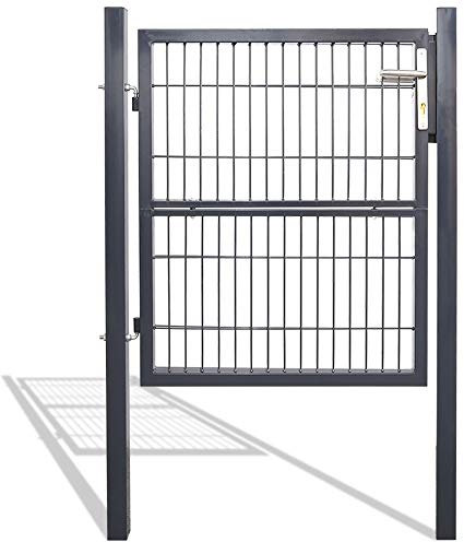 EINFEBEN Puerta de jardín de acero galvanizado, 120 × 100 cm, puerta de jardín con cerradura, picaporte y llave, color antracita