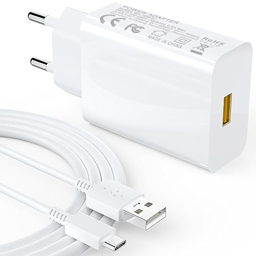 Newding Chargeur Rapide pour Samsung Galaxy A17, A16, A15 5G, A14, A13, A12, A06, A05, A05s, A04s, A55, A54, A52, A35, A33, A32, A25, S10, S9, S8, QC 3.0 Adaptateur Secteur USB avec Câble USB C