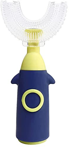 Spazzolino Da Denti Per Bambini In Silicone A Forma Di U, Cura Dei Denti Orale A 360 °Spazzolino Per Uso Alimentare Senza BPA Con Setole In Silicone Per Bambini Da 1 A 12 Anni