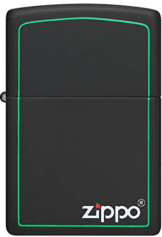 Zippo Sturmfeuerzeug - Modell Black & Green Classic - Black Matte Finish mit Color Image - Nachfüllbar - Wiederverwendbar - Windfestes Design - Made in USA