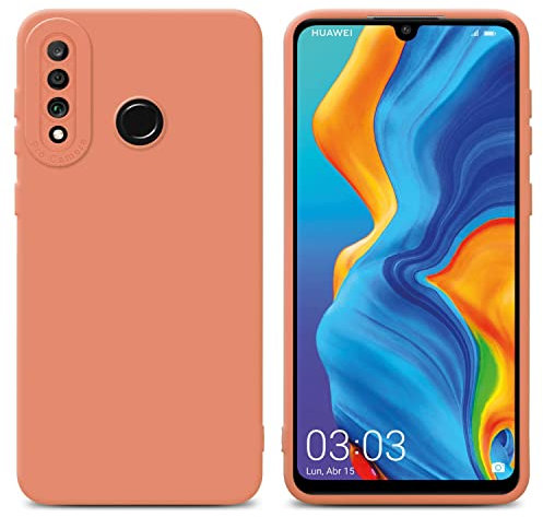 Cadorabo Hülle kompatibel mit Huawei P30 LITE Schutzhülle TPU Silikon Case Liquid Design mit Kameraschutz Slim Kratzfest Weiche Gummi mit Rundumschutz Case Hülle für Huawei P30 LITE in Orange