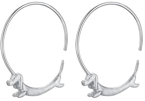 ✦ Geschenke für Frauen ✦Springlight Ohrringe Silber 925 Creolen Silber 925 Reizender Fliegender Dackel-Hund Groß Runden Creolen Ohrringe Handmade Schmuck Damen Mädchen Geschenke.(Silber)