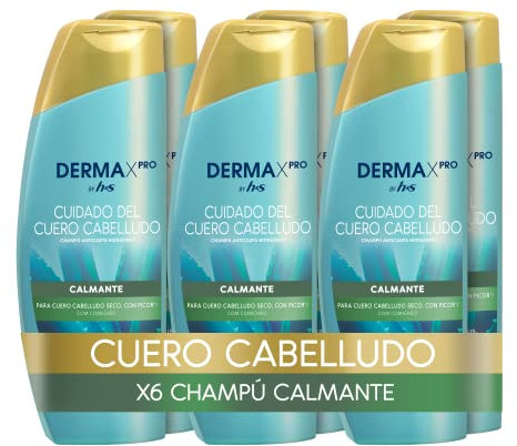 h&s DERMAXPRO Champú Anticaspa Calmante Para Cuero Cabelludo Seco Y Con Picor – Clínicamente Probado Y Dermatológicamente Testado, 300ml x6