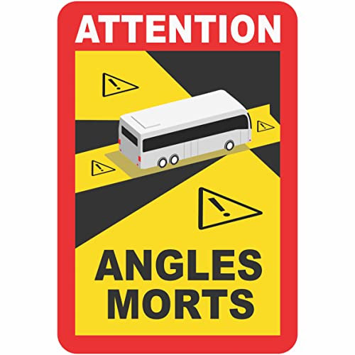 INDIGOS UG Auto Aufkleber Angles Morts Bus - Coach - 6X Warnaufkleber Toter Winkel - Aufkleber 17x25 cm - Sticker selbstklebend - für Frankreich StVo