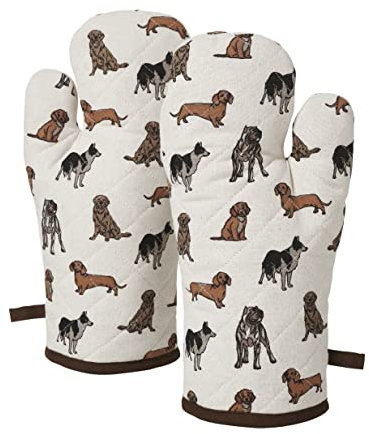 Penguin Home Oven Mitts,Heat Resistant, Eco Friendly & Sustainable, Cotton lining with 100% polyester filling, Cooking Baking Grilling BBQ, Size - 18x32cm,Colour - Grey,Brown & Mustard