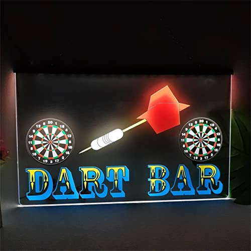 REWIS Dart Bar LED Neon Sign, Custom USB Powered Multicolour Neon Lights with Dimmer, for Dart Studio Bar Party Wall Hanging Dimmable Decorative,30x20cm