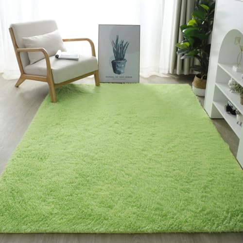 Treer Tapis Salon Tapis Chambre Modernes, Soft Tapis De Salon Tapis à Poils Longs Grand Tapis pour Enfant Chambre, Salon, Chambre à Coucher (40x60cm,Vert Gazon)