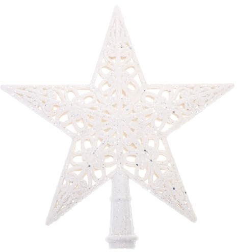 ABOOFAN Christbaumspitze Weihnachtsbaumspitze Stern Baumkronen Weihnachten Baumspitze 20cm Weihnachtsspitzen Weihnachtsbaum Stern Topper Christbaum Spitze für Tannenbaum Party Xmas Deko Weiß