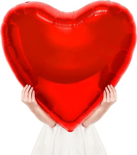 Love Balloons Red - 4Pcs 32inch Foil Heart Balloons, Valentine Day Decorations Kit Party Props