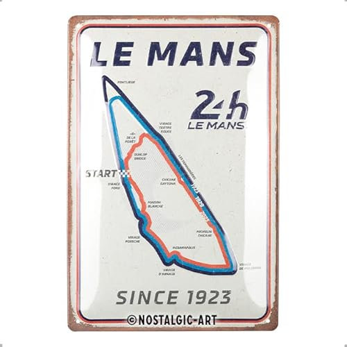 Nostalgic-Art Retro Blechschild, 20 x 30 cm, 24h Le Mans – Circuit – Geschenk-Idee für Motor-Fans, Original Lizenzprodukt (OLP), aus Metall, Vintage Design, Blechschilder Sprüche