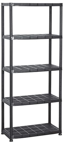 Coavain Lagerregal für Innenräume 71x38x170 cm mit 5 Regalböden Schwerlastregal Vielseitige Lagerregal Leicht zu Reinigen Kompakte Designregal 30 kg je Regalboden Schwarz Kunststoff