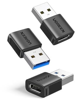 UGREEN Adaptateur USB vers USB C 3.2 10Gbps Lot de 3 Convertisseur Type C Femelle vers Type A Mâle Charge Rapide Data Sync Compatible avec iPhone 16 15 14 13 Plus Pro Max MacBook iPad Air Galaxy S25
