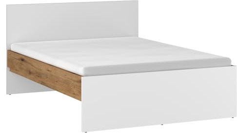 Lomadox Bett Bettgestell Einzelbett Doppelbett Jugendbett Kinderbett Gästebett 120x200 cm weiß mit Eiche