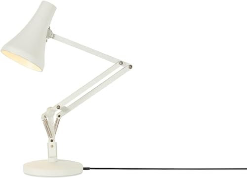 ANGLEPOISE 90 Mini Mini Desk Lamp, Jasmine White, LED Low Energy Dimming Bulb, USB Power Cable, Aluminium Shade and Arms, Satin Painted Finish, Chrome Plated Fittings, Ideal for Small Spaces