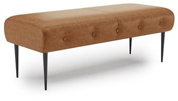 CAVADORE Sitzbank Amba, Trendige Polsterbank 2-sitzig für Küche, Esszimmer oder Wohnküche / Küchenbank passend zum 2-Sitzer Amba / 119 x 52 x 54 / Hochwertiges Mikrofaser: Rot-Braun