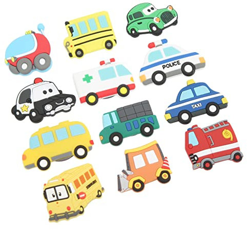 Emoshayoga Kleiner Kühlschrankmagnet, Cartoon-Auto, 3D-Kühlschrankmagnete, 12 Stück, lustige Kühlschrankdekoration, weicher Magnet
