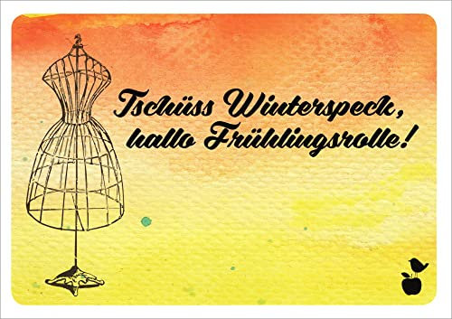 Postkarte Sprüche & Humor Tschüss Winterspeck, hallo Frühlingsrolle!
