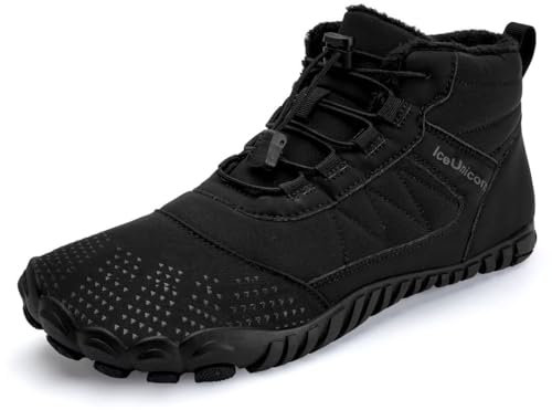IceUnicorn Chaussures Pieds Nus d'hiver, Chaussures Pieds Nus pour Femmes, Chaussures Pieds Nus pour Hommes, Chaussures d'hiver Confortables avec Doublure, Bottes d'hiver,Minimalisme(Noir 40EU)