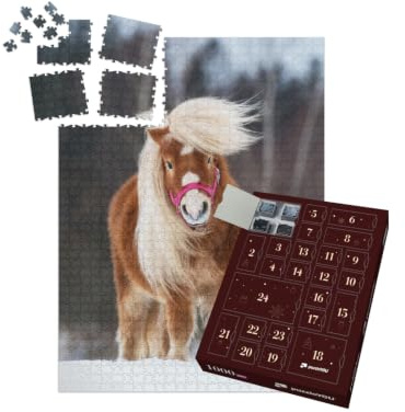 puzzleYOU: Puzzle-Adventskalender | „Mini Shetland Ponyhengst mit wunderschöner Mähne“ – aus der Puzzle-Kollektion Pferde, Shetlandpony