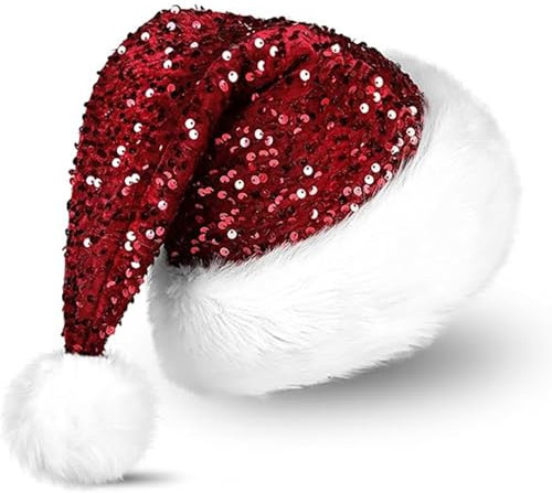 Sunshine smile Weihnachtsmütze Pailletten,Nikolausmütze Pailletten,Weihnachtshut,Weihnachtsmütze Erwachsene Gross,Weihnachts Haar Deko,Nikolausmütze Erwachsene,Weihnachtsmann Mütze Erwachsene