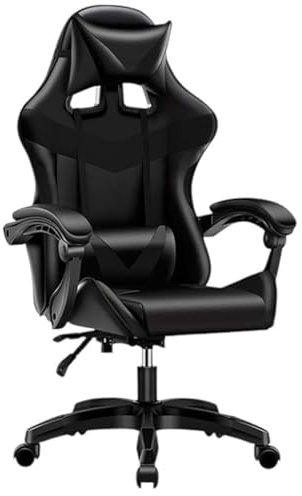 Mi Ko Mi Ka Silla Gaming para Escritorio, Oficina y Juegos Online Giratoria. Silla Cómoda de Altura Ajustable para Gaming ergonómica, de Piel sintética (SILLA-GAMING-813-NEGRO)