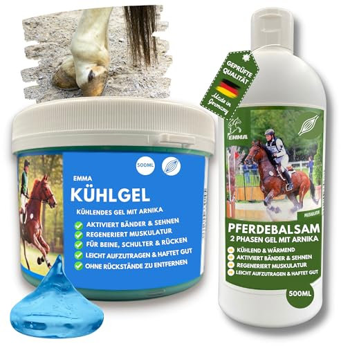 Kühlgel Pferd & Pferdesalbe kühlend & wärmend 2x500 ml mit Arnika Salbe hochkonzentriert I Pferdebalsam wärmend & kühlend Gel für Sehnen Muskeln I Kühlsalbe Pferd Pferdesalbe Kalt Warm Arnica Gel