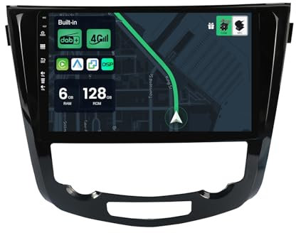 10.1 6G+128G Autoradio 2 Din Android 14 per Nissan X-Trail Qashqai j11 Rouge 2014-2018 | Incorporato 4G LTE | DAB+ | Carplay & Android Auto| DSP-64 EQ | MirrorLink | Dual Band WIFI