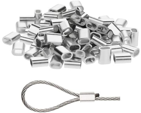 cobee Lot de 120 serre-câbles ovales en aluminium de 3 mm - Serre-câble en métal - Pour câble en acier (2 mm)