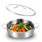 DELARLOCHEF Servierpfanne 24 cm: Dreilagige Edelstahl Hohe Pfanne,Schmorpfanne mit Deckel,Tri-ply Stainless Steel Saute Pan,Double Ear,Deep and Large Frying Pan