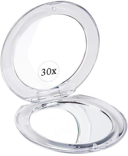 MIRRORVANA Small 30X Magnifying Mirror for Handbag, Travel & Makeup, 3.3 | Makeup Mirror, Dual-Sided 30X/1X, Foldable & Lightweight - Portable Compact Mirror Ideal for Handbag, Purse, or Pocket Use